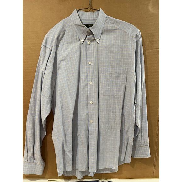 VTG Ermenegildo Zegna Shirt Mens Light Blue Plaid Button Down XL - Picture 1 of 3